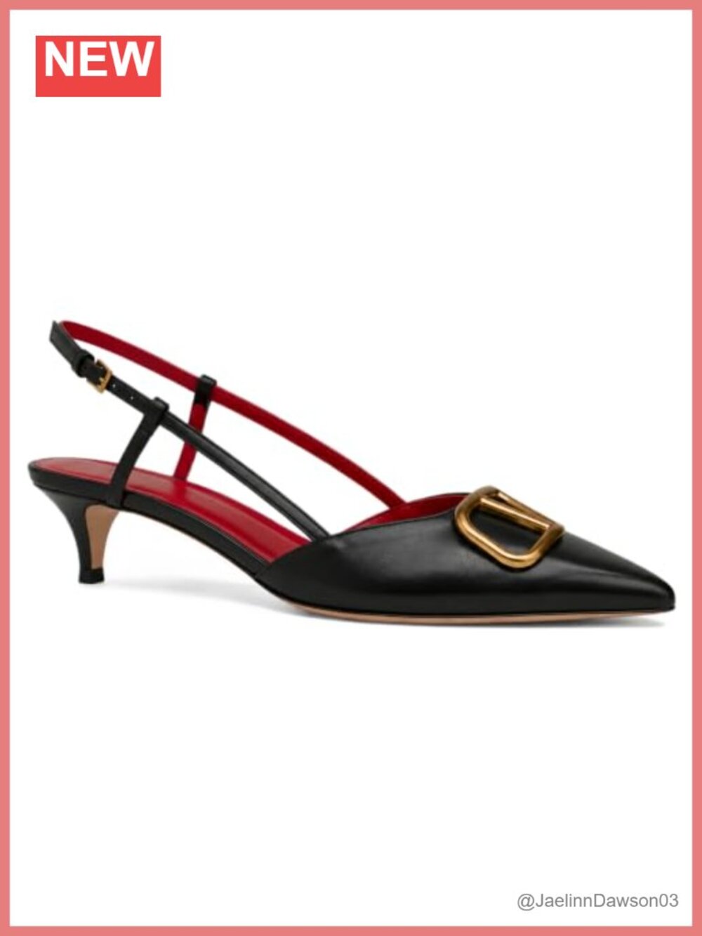 Womens Slingback Kitten Heels Patent Leather Pointed Toe Slip On Sandals